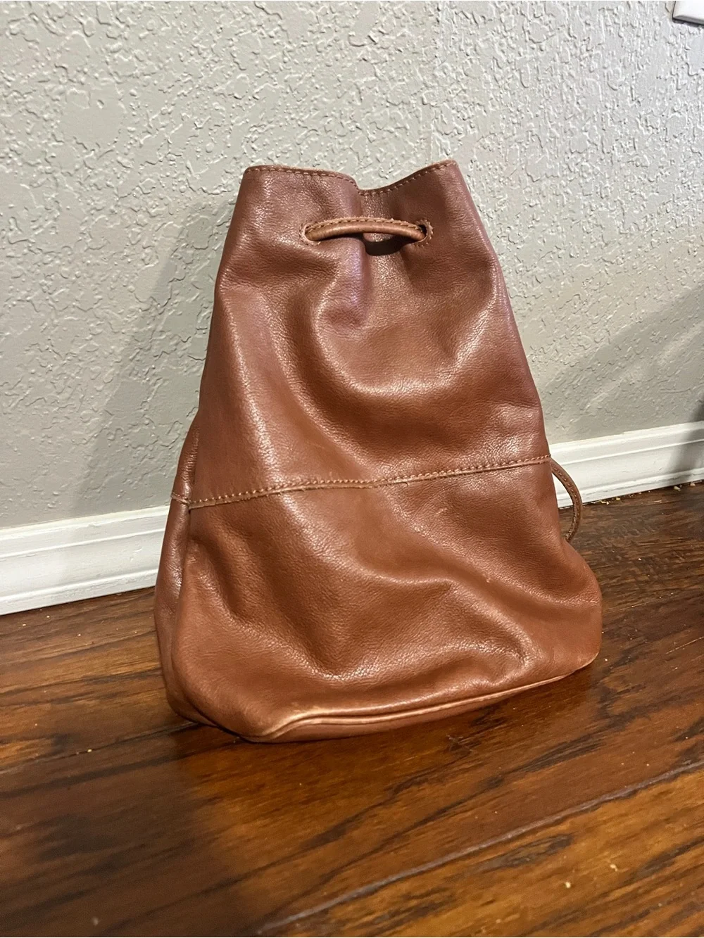Fossil Vintage Revival Classic Brown Leather Drawstring Bag